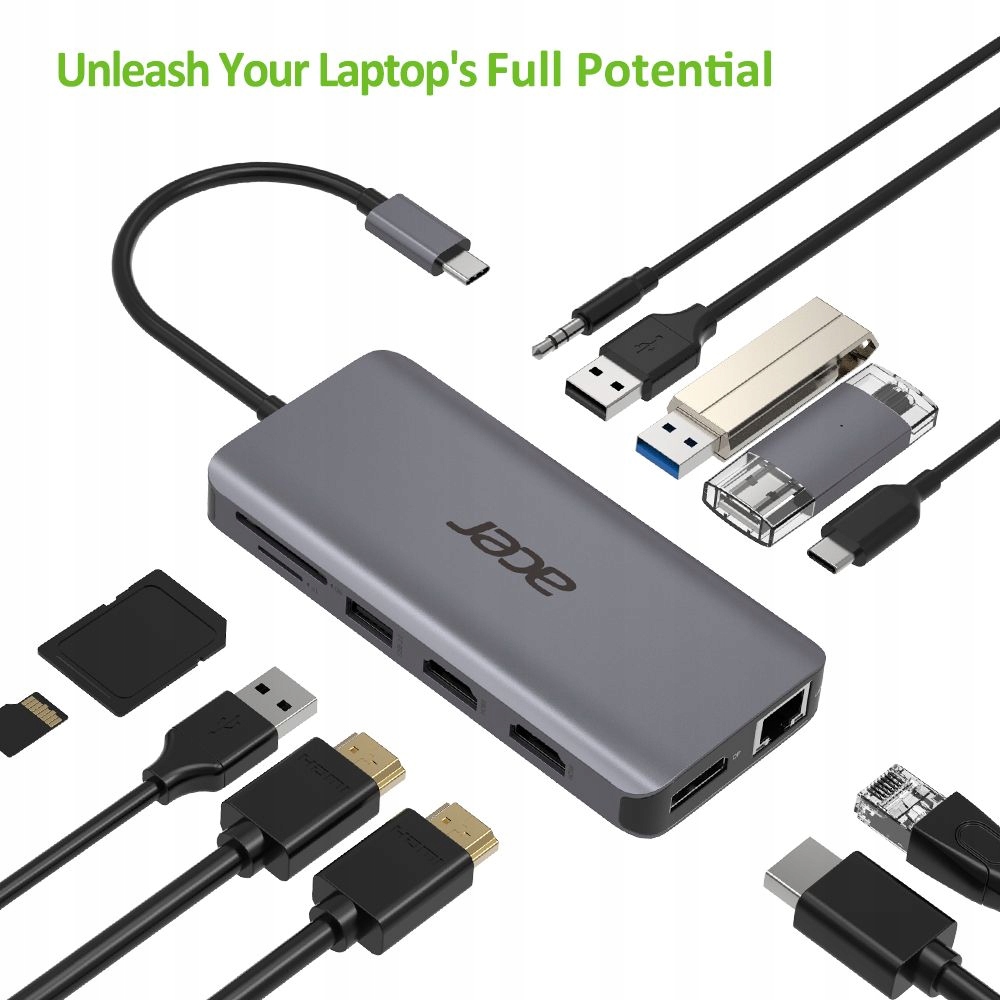 Acer 12in1 Usb-c dongle (usb, Hdmi, Pd, CD, Dp, RJ45)