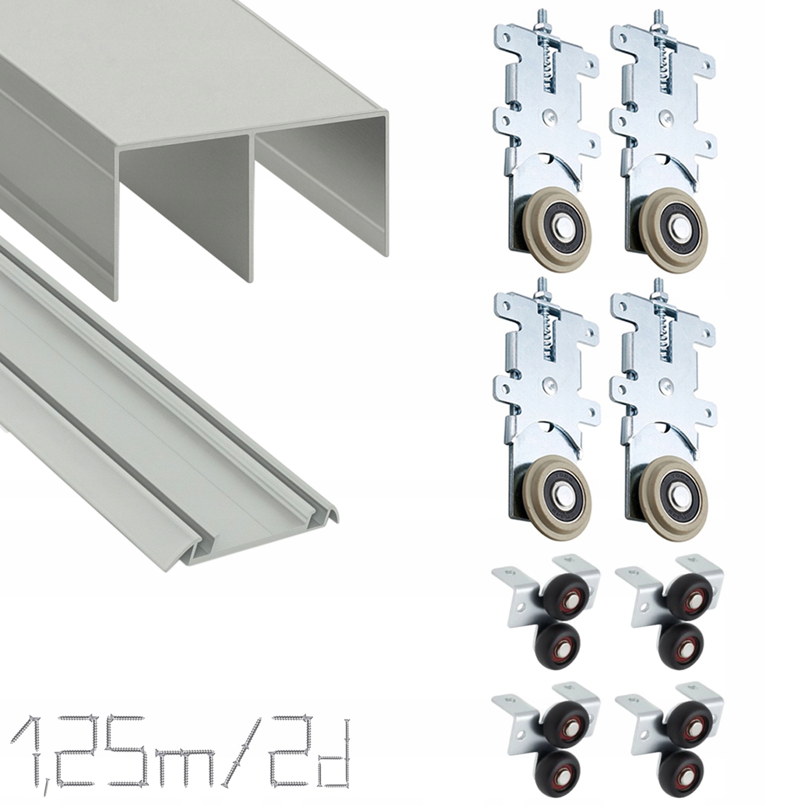 Posuvný systém skříň 1,25 m 2 dveře Stříbrná