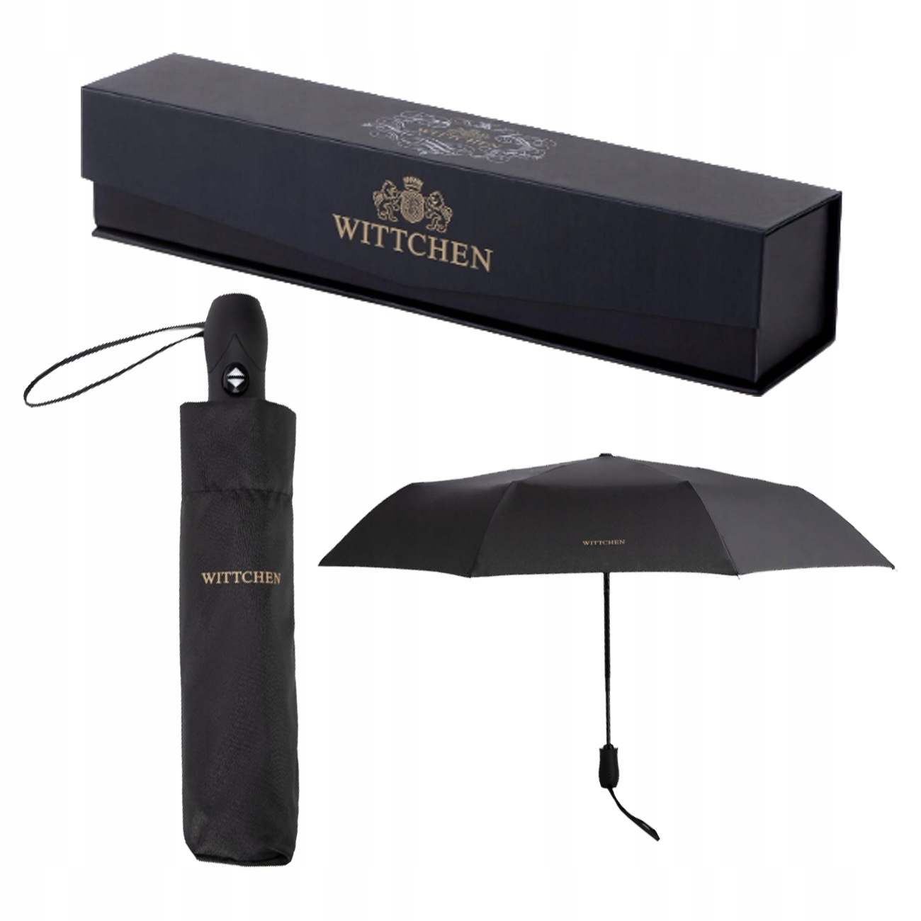 Malý automatický deštník Wittchen PA-7B-100-1 černý, elegantní jako dárek