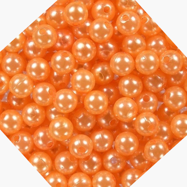 Akrylové korále Perlové 6 mm 0,5 kg Oranžové