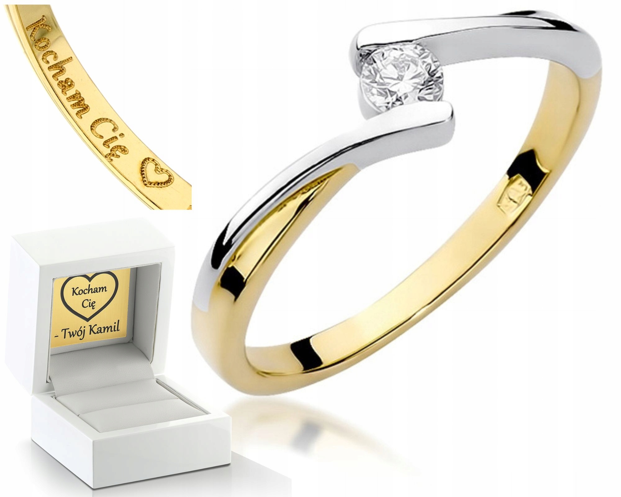 Zlatý Prstýnek S Briliantem 0,10 Ct Gravírování Bonus