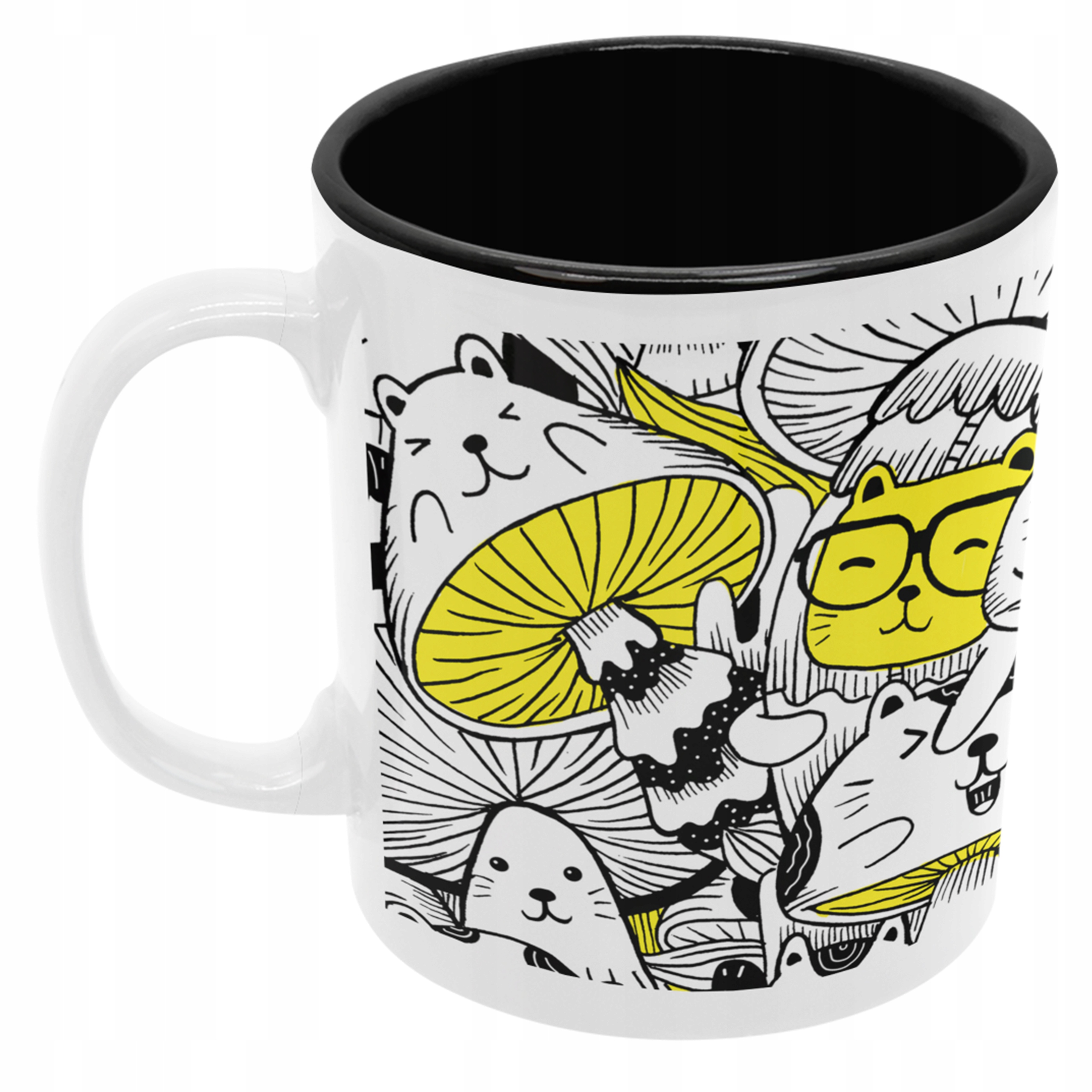 

Kubek Koty kotki kot grzyby kocik czarny środek