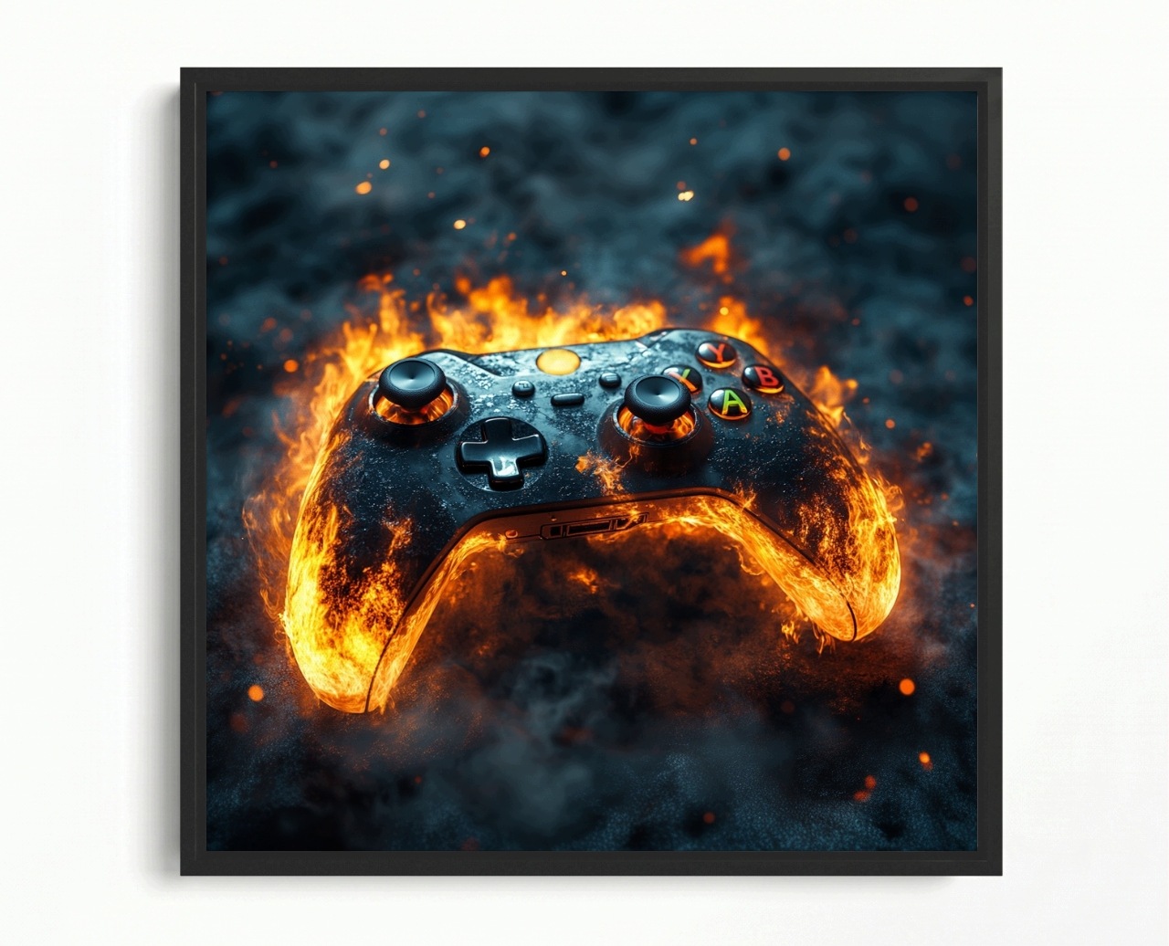 Obraz Rám American Box Gaming Konzola Kontroler Pad Gamepad Oheň 80x80