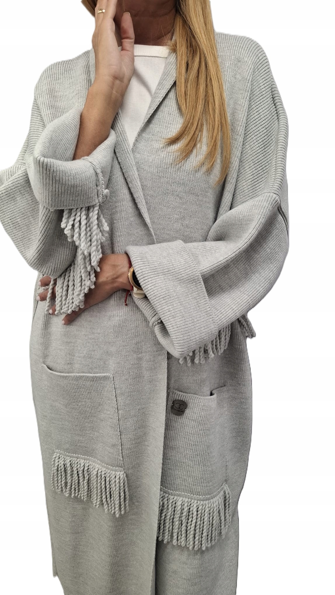 Cocomore Svetr Kabát Kardigan Frzedzelki J. Šedá