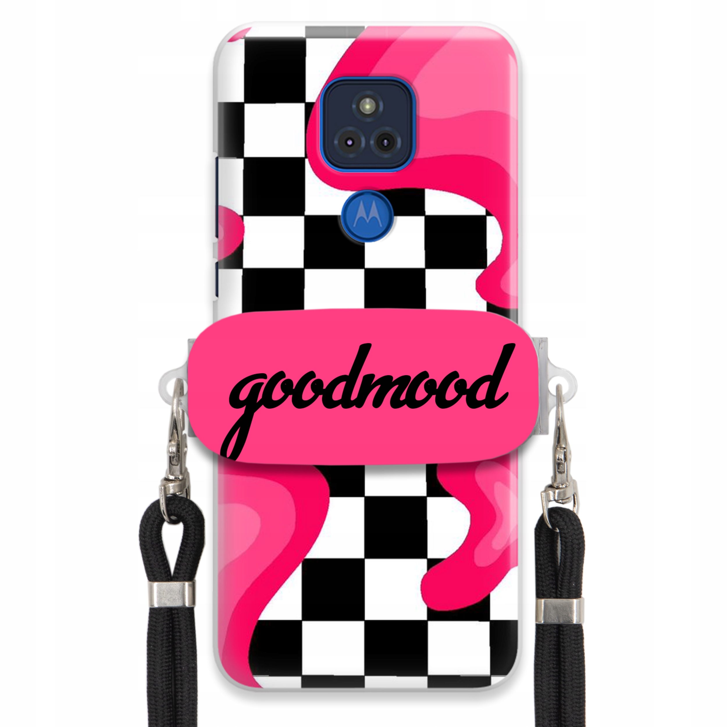 Puzdro Pre Motorola G Play 2021 Sada Case Držiak Vodítko Čierna Módne Splash