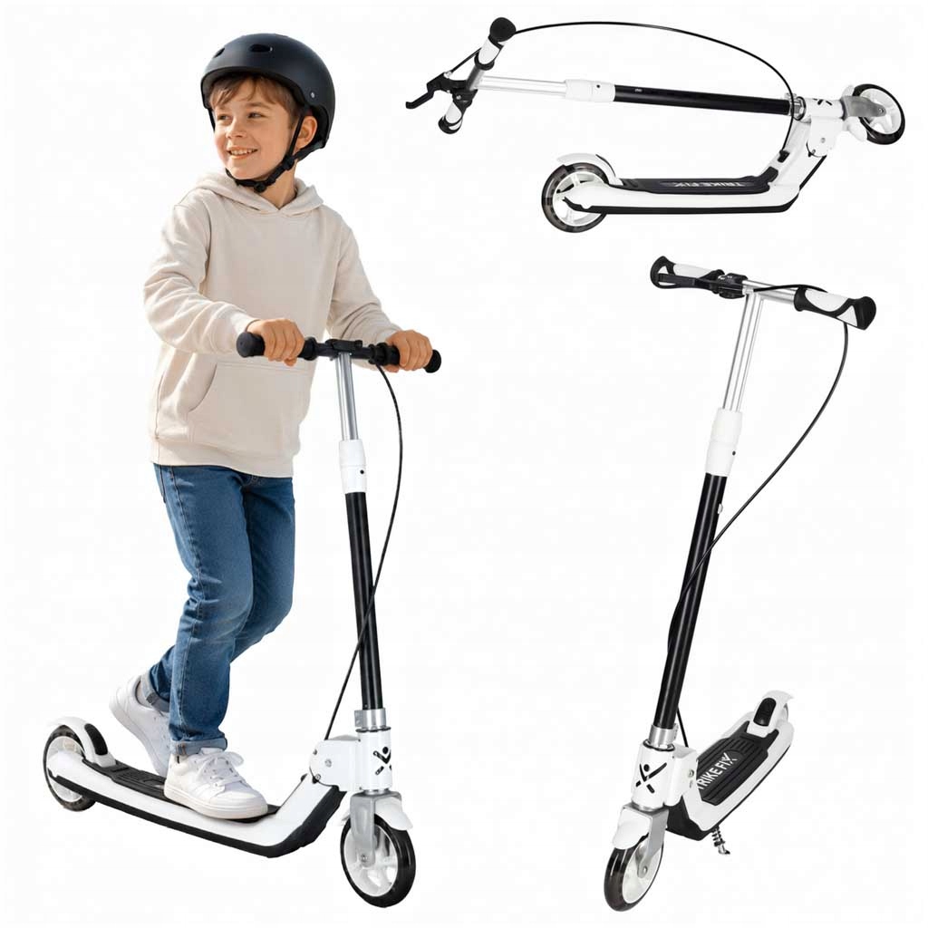Hulajnoga Dla Dzieci Trike Fix Dwukołowa Led Składana Czarno-biała
