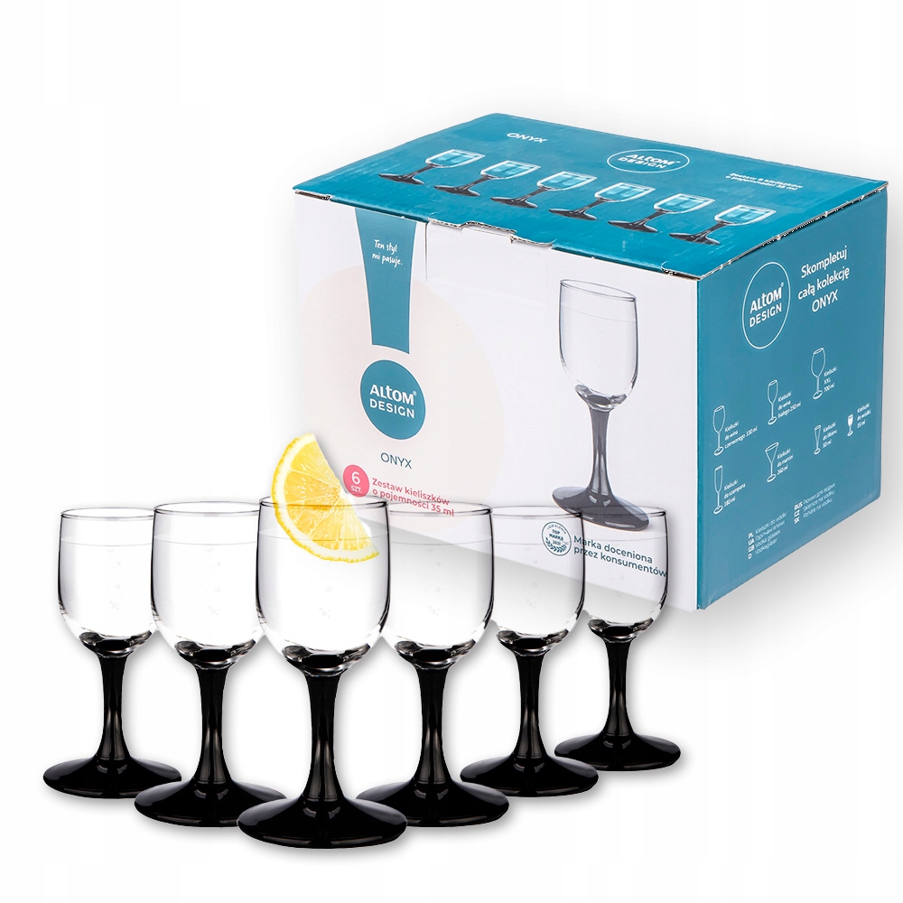 Kieliszki do wódki na nóżce Komplet 6szt Onyx 35ml
