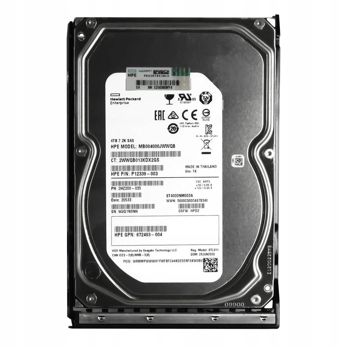 Hp P12339-003 834134-001 4TB 7.2K 256MB SAS-3 3.5'' MB004000JWWQB