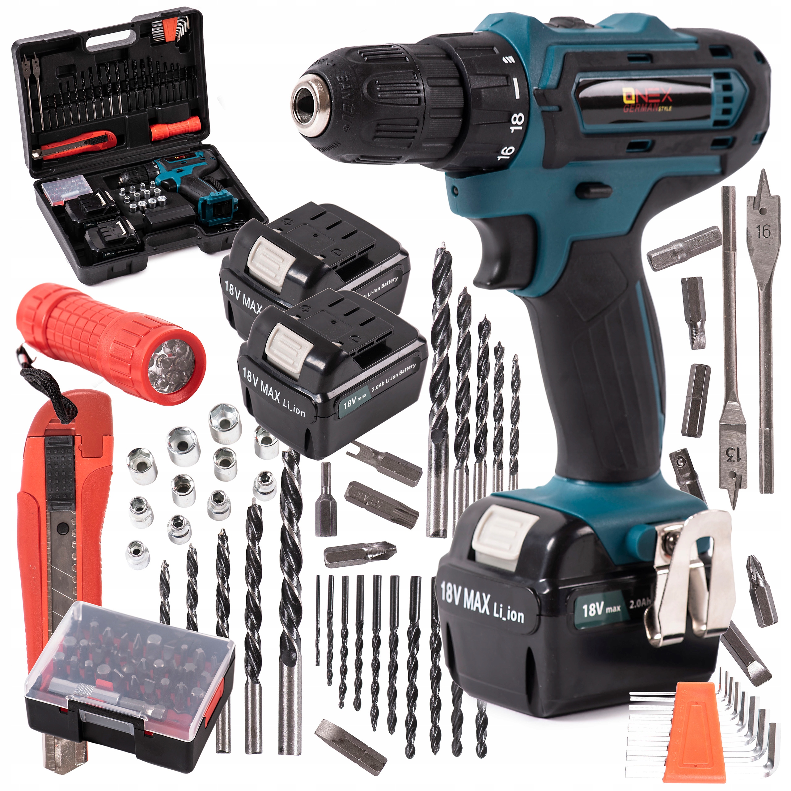 

Wkrętarka Akumulatorowa 18V Zestaw 77szt Prezent