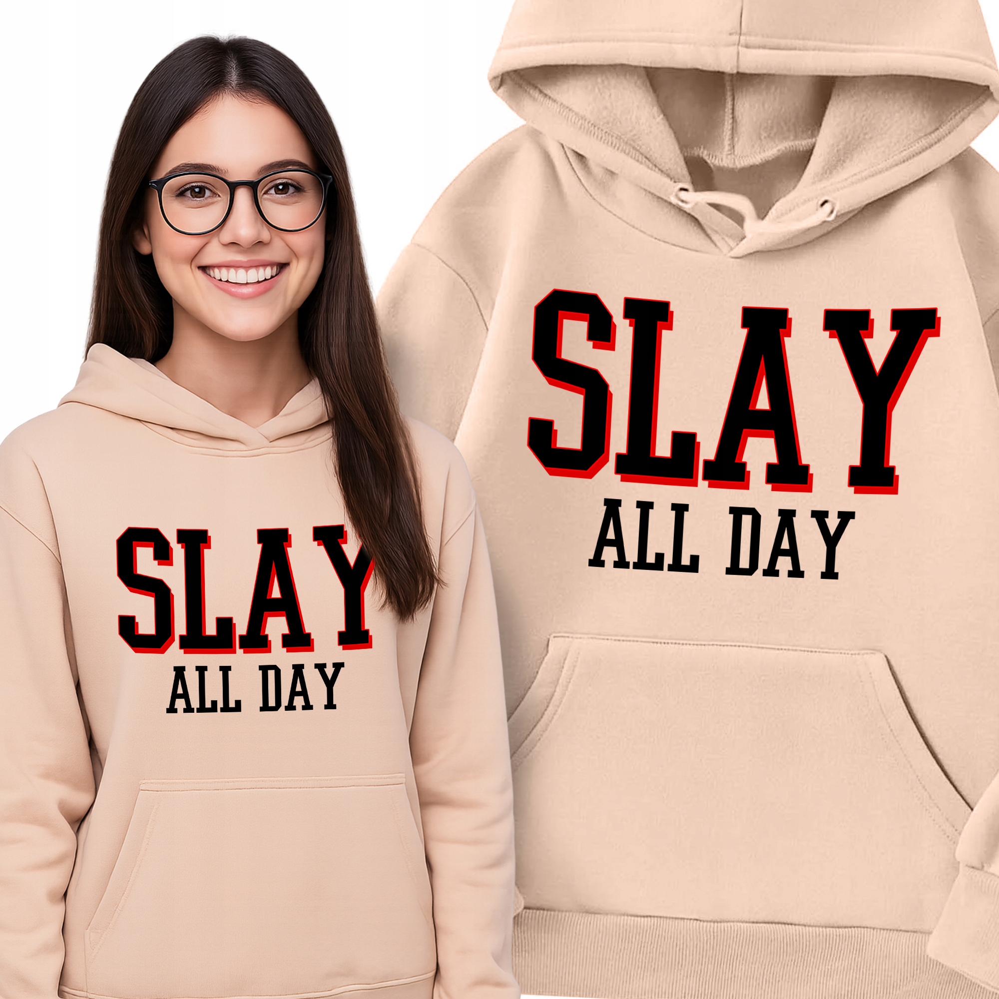 Mikina Broskev Dámská Módní S Kapucí Stylová Dárek Slay All Day M