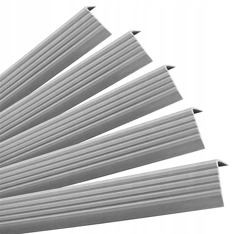 Sada: Samolepiace schodiskové profily, strieborné 40x25 mm, 1 m, 5ks