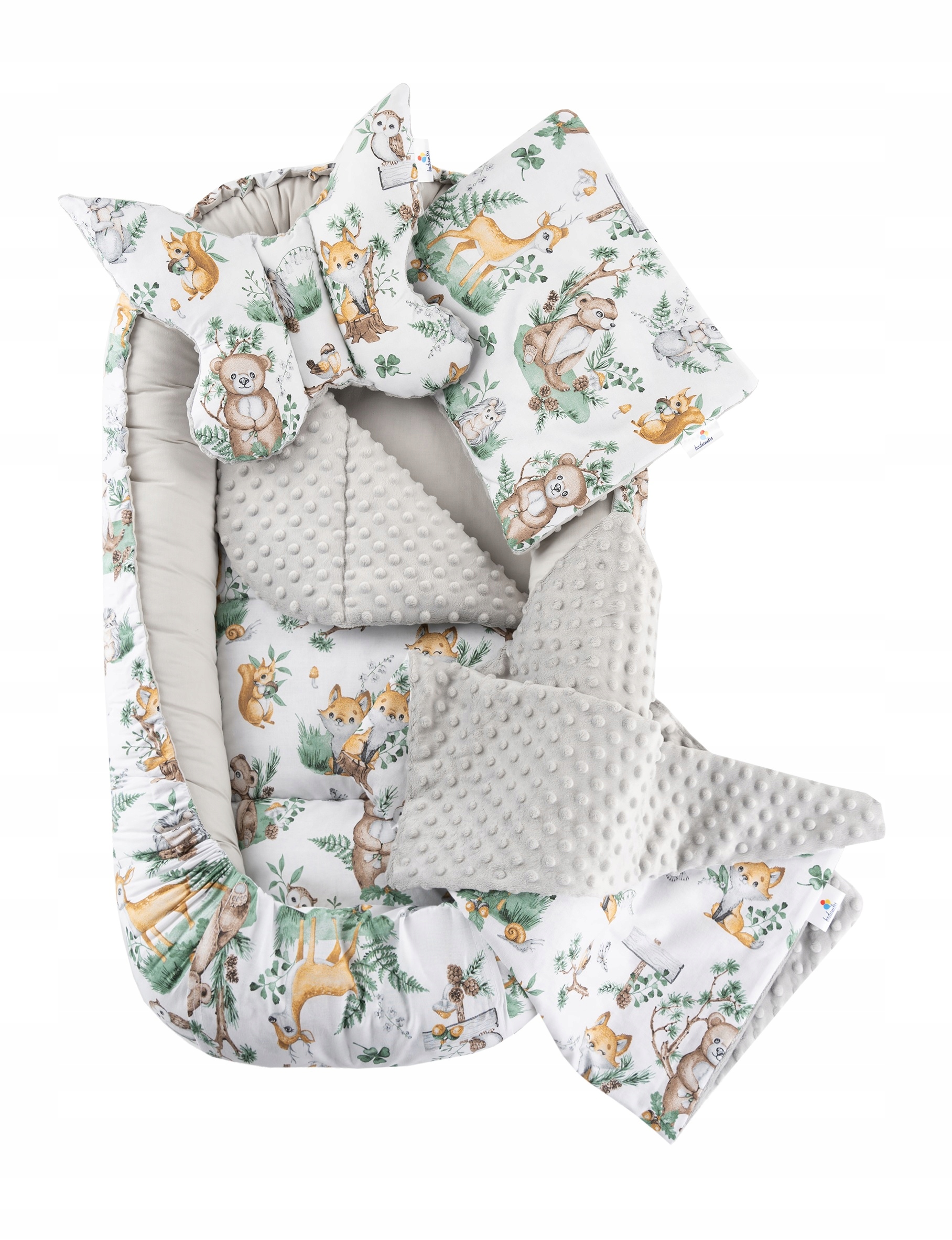 KOKON NIEMOWLĘCY GNIAZDO KOJEC BAWEŁNA MINKY ZESTAW 5 ELEMENTOWY DUŻY XXL