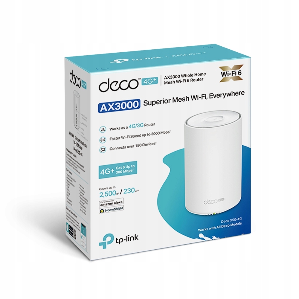 Router 4G Lte Punkt dostępowy Mesh TP-Link Deco X50-4G AX3000 Wi-Fi 6