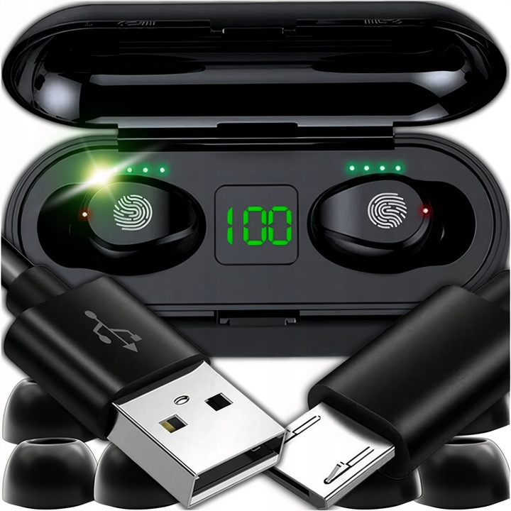 Słuchawki Bezprzewodowe Etui Powerbank Bluetooth 5.3 Sterowanie Dodykowe