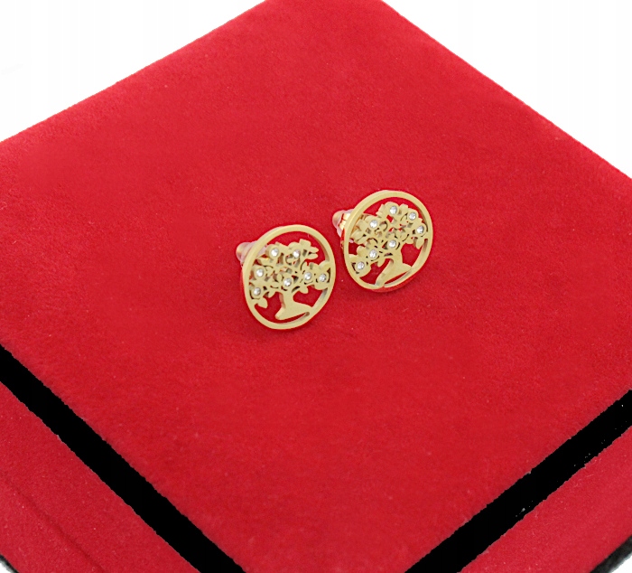 

Kolczyki Złote Drzewka 14 mm Cyrkonie Stal 316 L