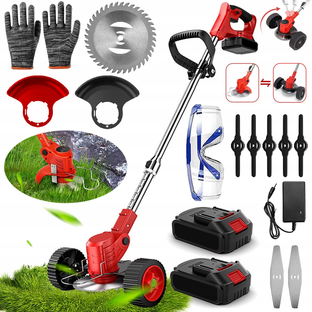 Kosa Zestaw Kosiarka Podkaszarka Wykaszarka Bezprzewodowa Mocna Czerwony