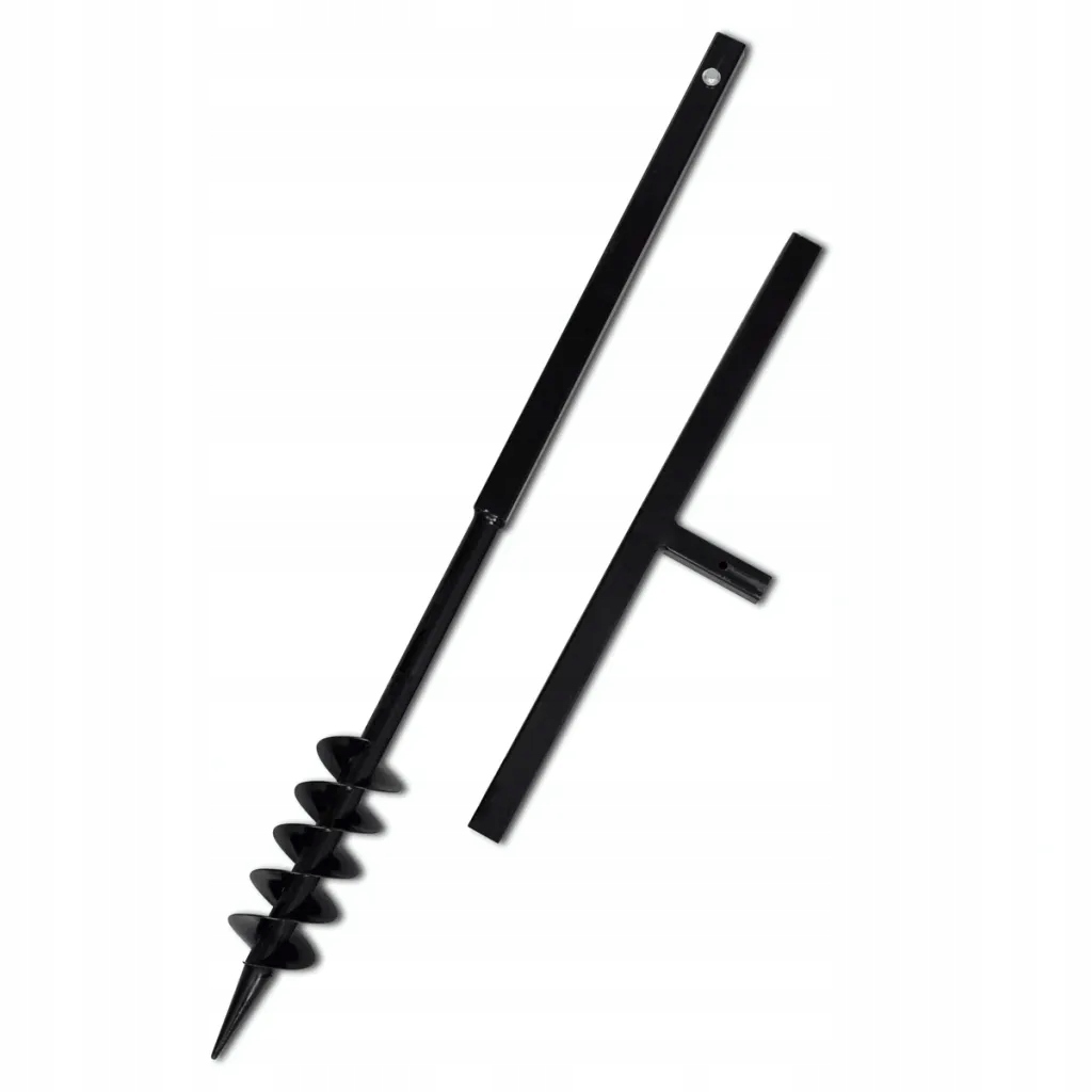 Vrták do půdy s úchytem, ocel, černý, 1 m x 25 mm, spirála 80 mm