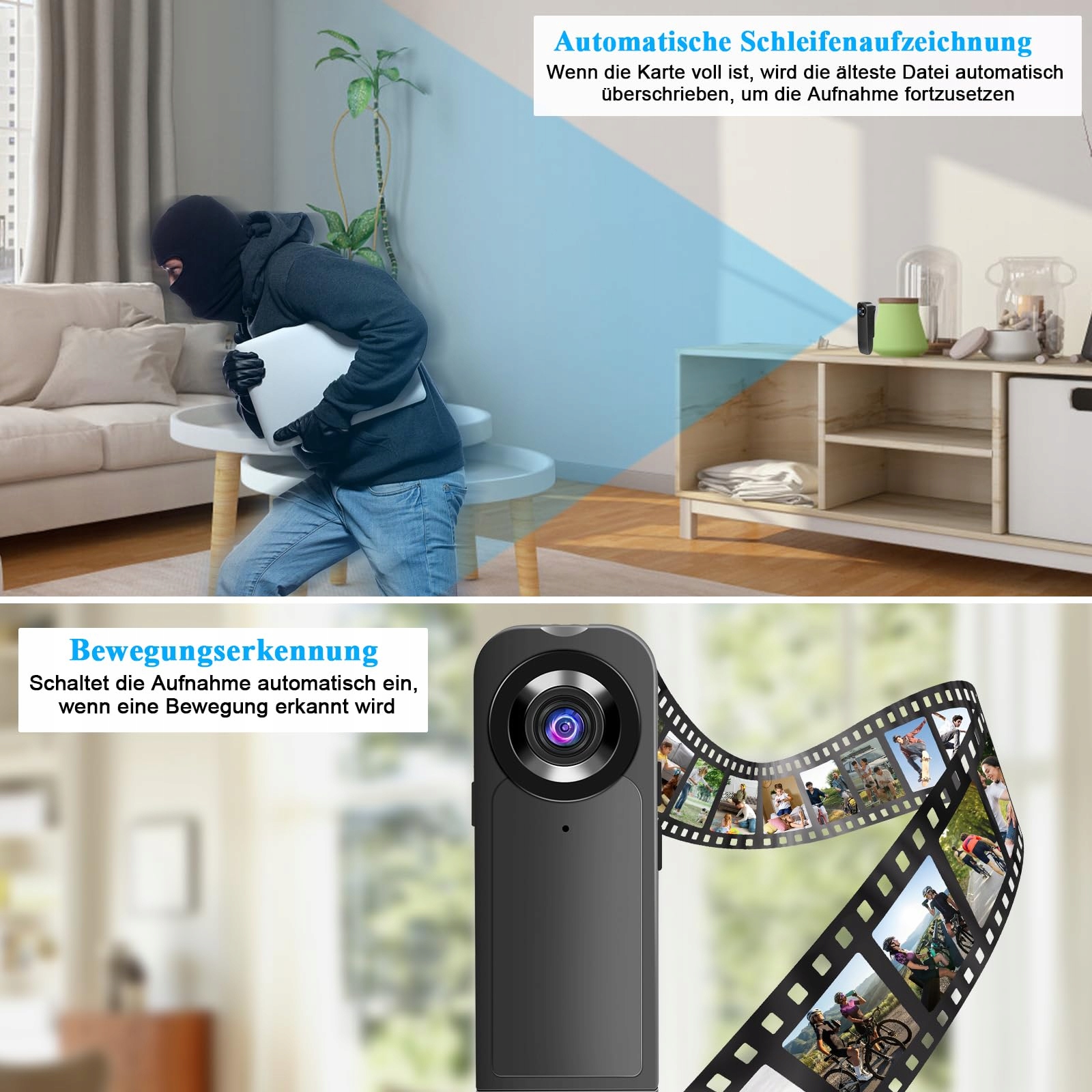 PUDET Luo Kamera HD 1080P Mini Kamera 32GB Karta Nocna Wizja Bez WiFi — miniatura 6