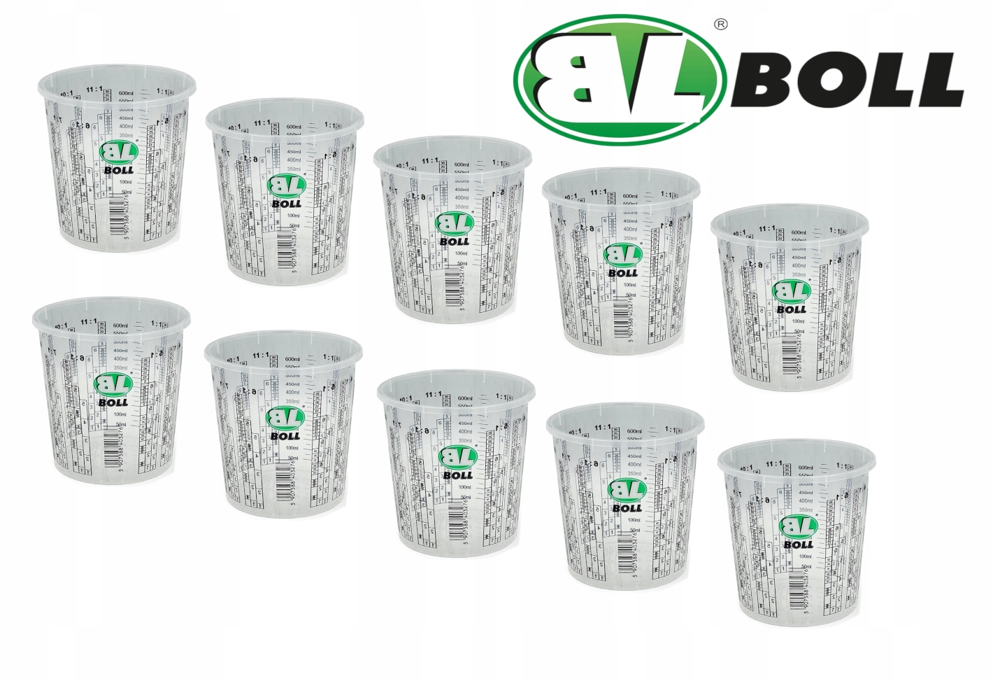 BOLL PRZEZROCZYSTY POJEMNIK Z PODZIAŁKĄ 650ML 10 SZTUK