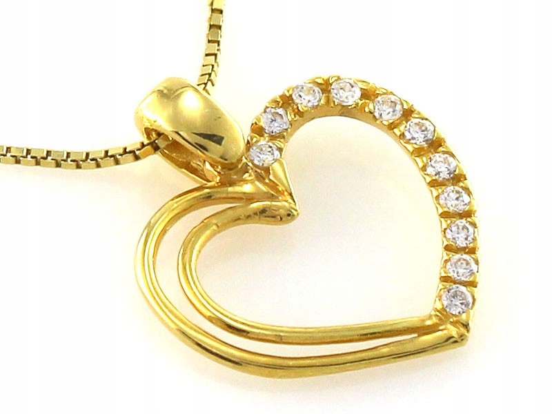 Zlatý přívěsek ryzosti 585 Srdce s Bílými zirkony rámeček 0.78g dárek