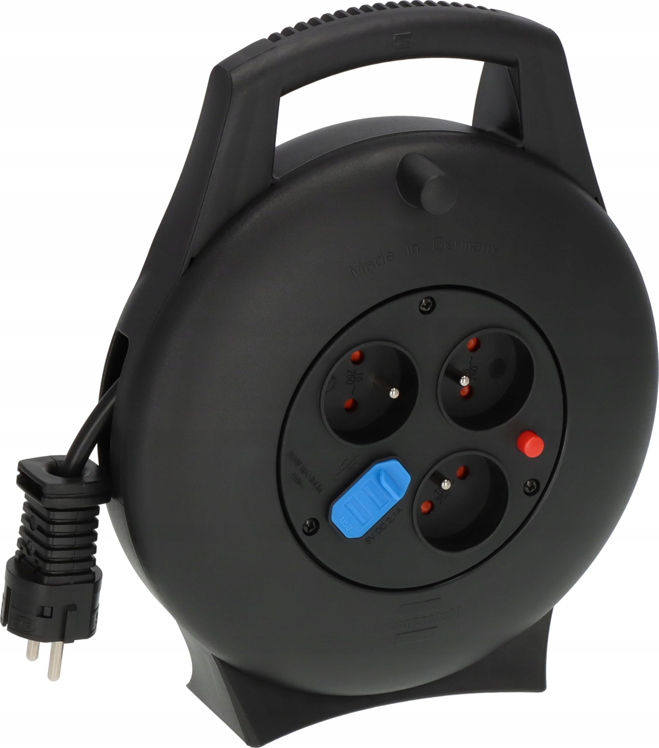 BRENNENSTUHL Vario Line Bębnowy Przedłużacz USB 10m Do Wnętrz Czarna — miniatura 2