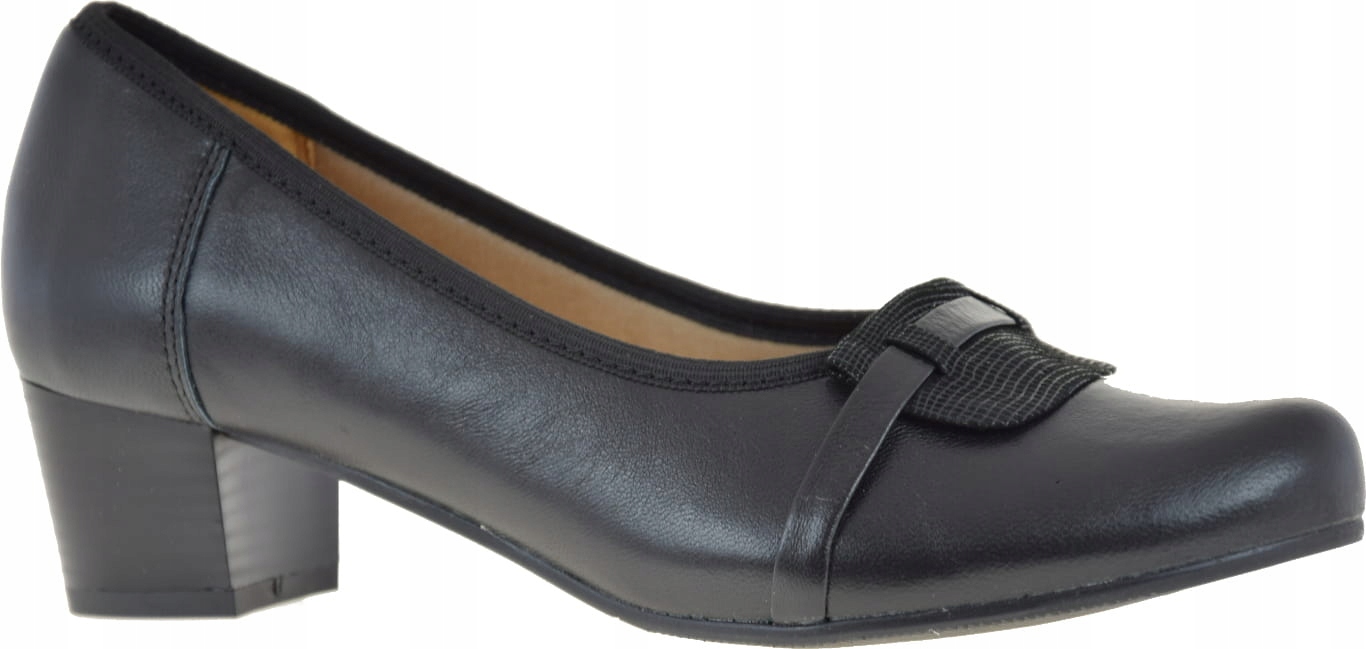 Černé dámské lodičky na nízkém podpatku kůže móda komfort Galant 2802 36