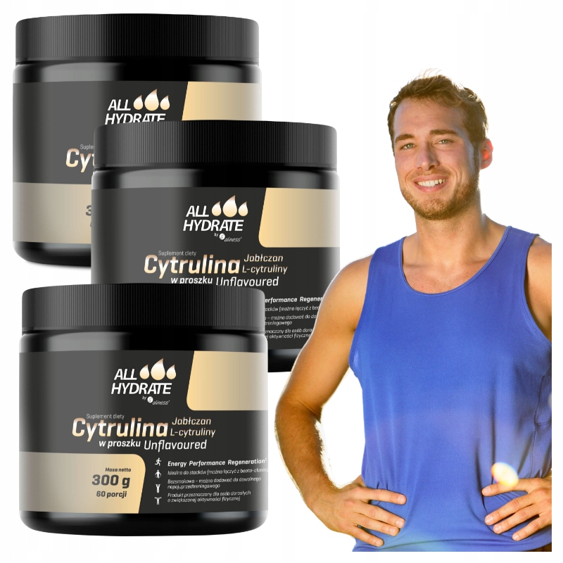 3x Aliness Allhydrate Citrulin Jablečný L-Citrulin Prášek 300 G