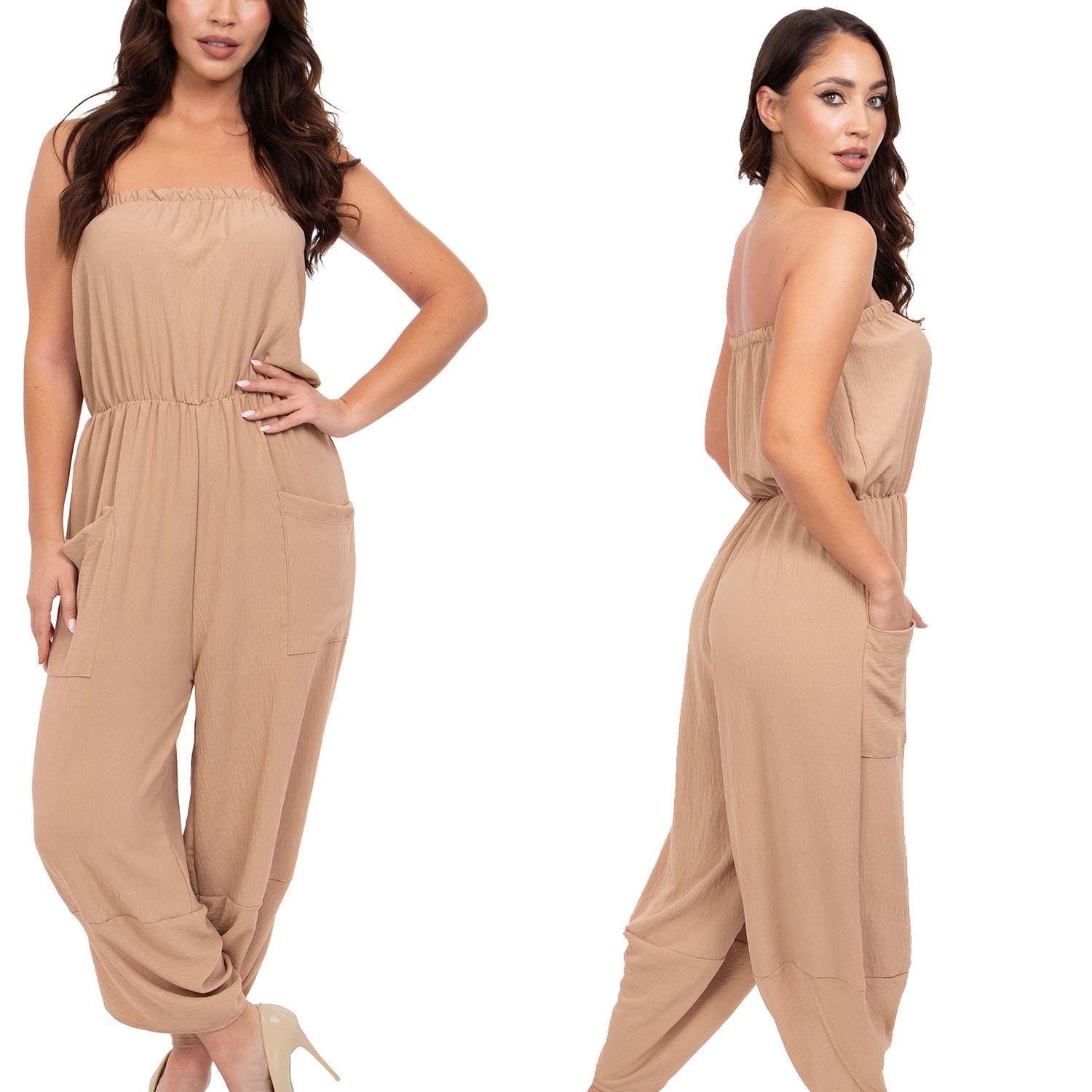 319_L_LETNI ZWIEWNY LUŹNY ELEGANCKI KOMBINEZON ODKRYTE RAMIONA