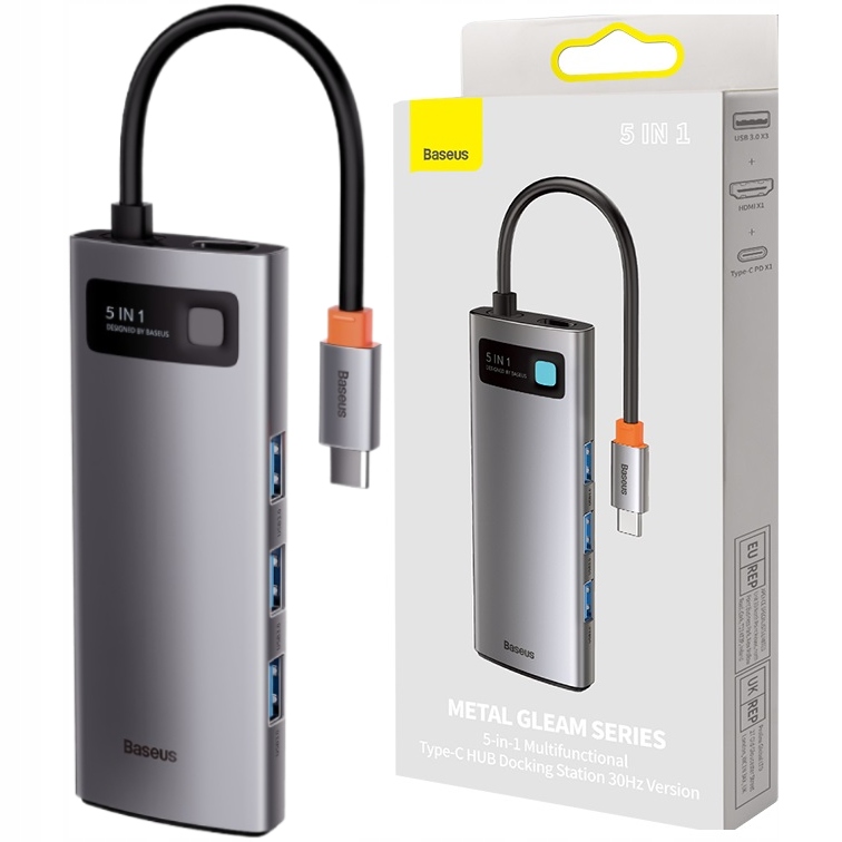 Baseus Usb-c Hub 5V1 4K Hdmi Adaptér Usb 3.0 Pd 100W Dokovací Stanice