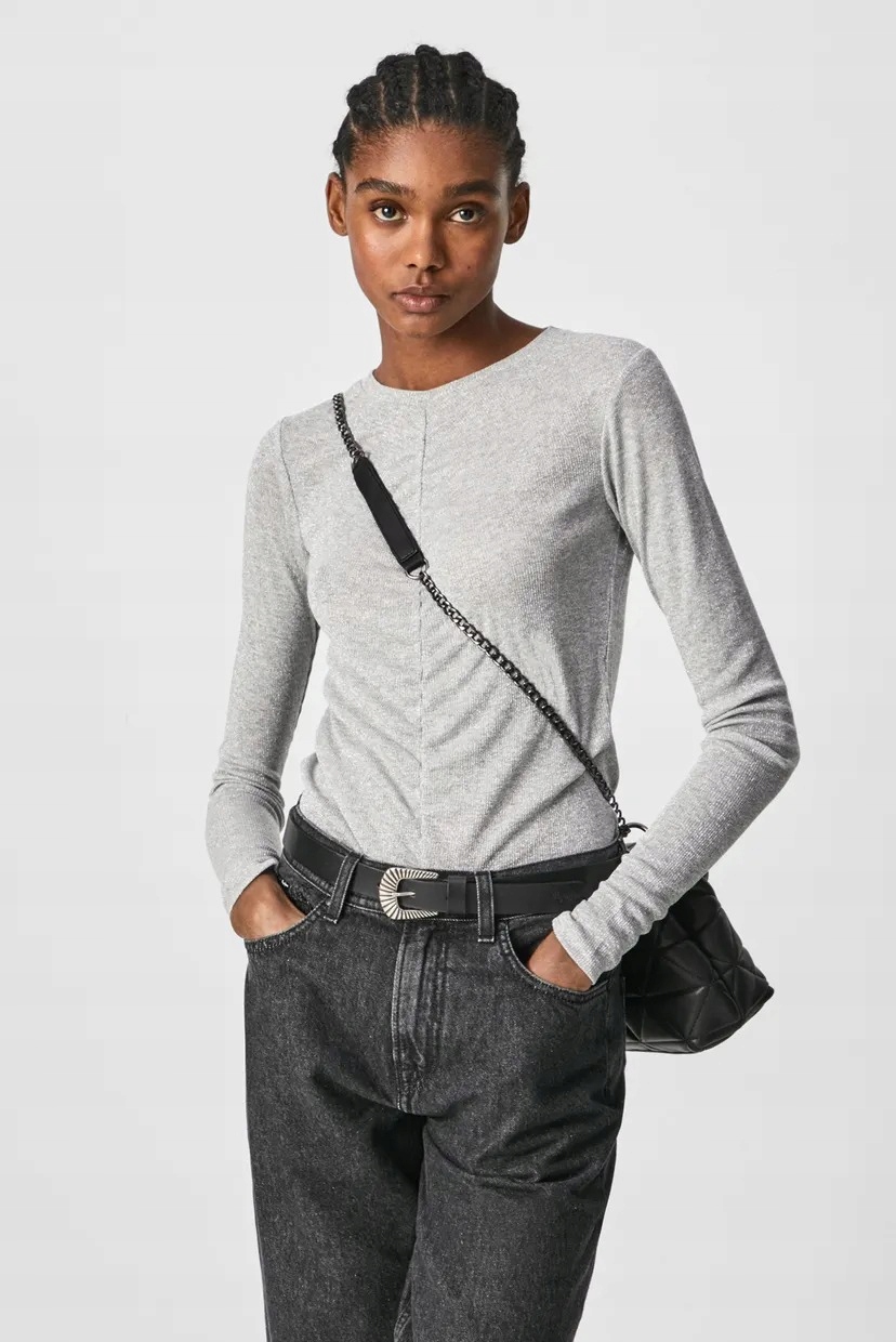 Pepe Jeans Šedá Halenka S Dlouhým Rukávem A Záhybem Xta