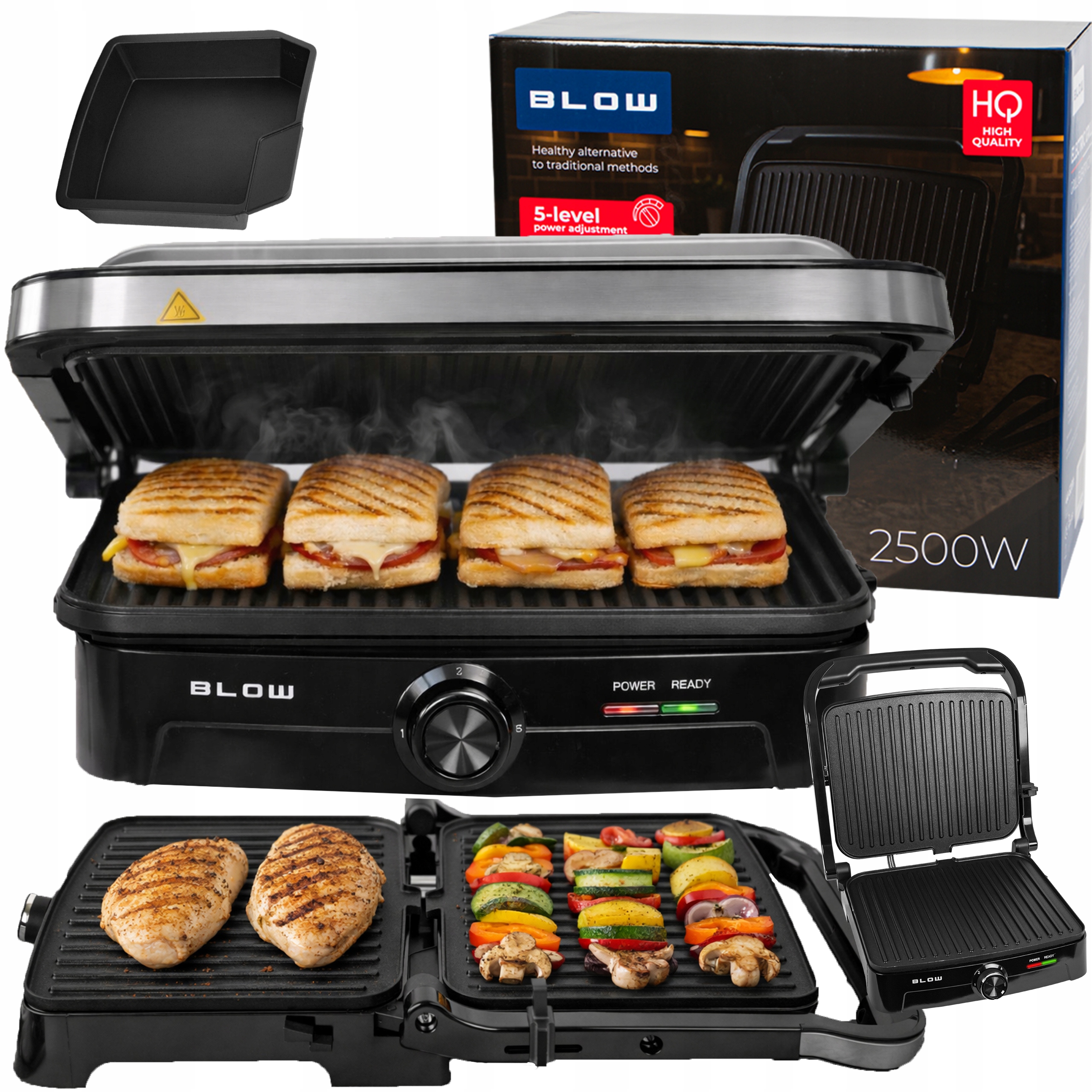 Opiekacz Grill Elektryczny Toster Do Kanapek Panini Rozkładany 180° 2500W