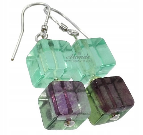 Přírodní Fluorit Krásné Náušnice Stříbro