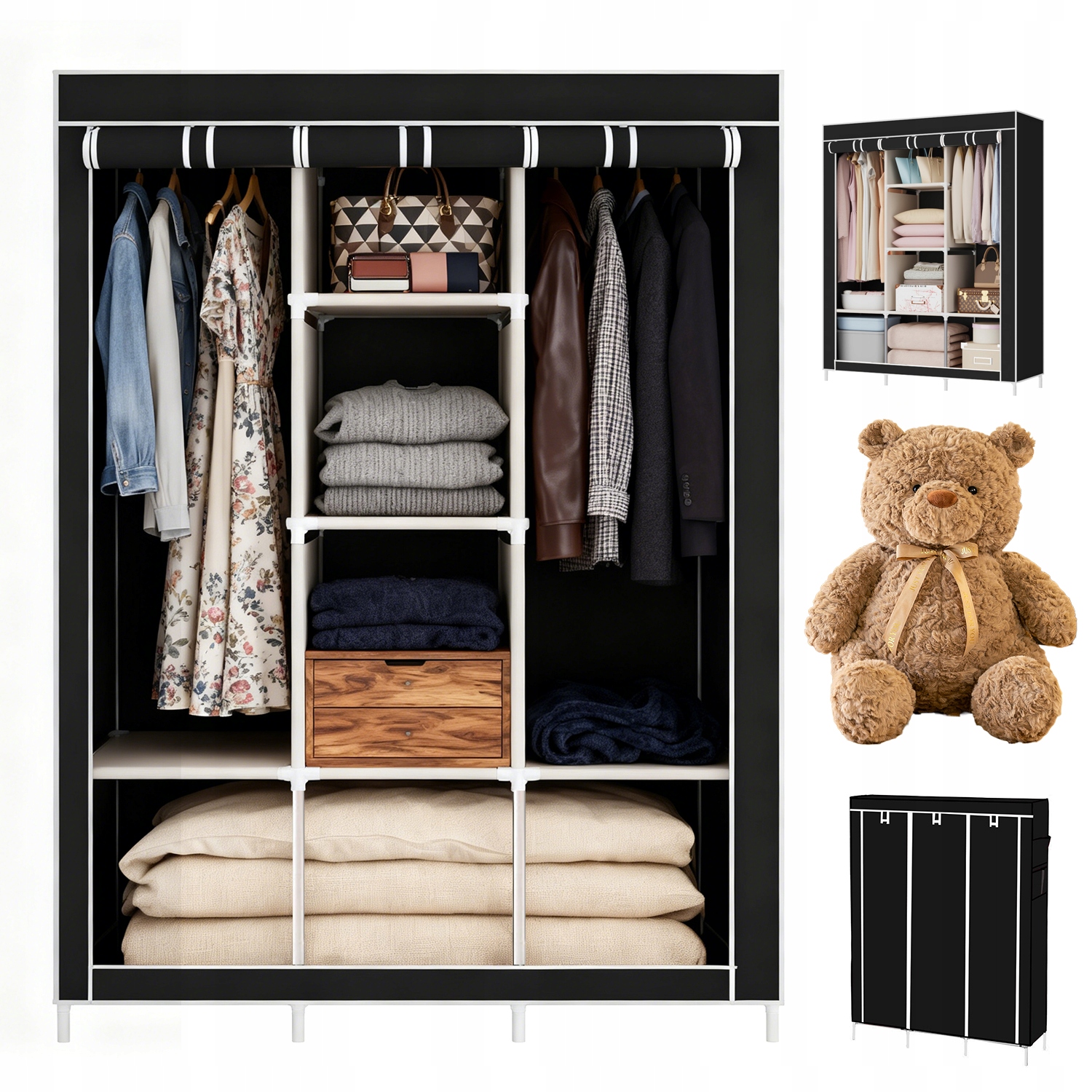 Skříň Skládací Skříňka Na Oblečení Velká XXL Šatník S Věšáky