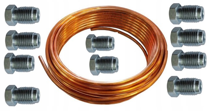 

Rurka miedziana przewody hamulcowe 10m+10 końców