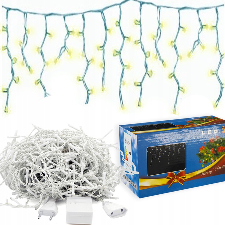 

lampki sople kurtyna świetlna 200 Led Biały Ciepły
