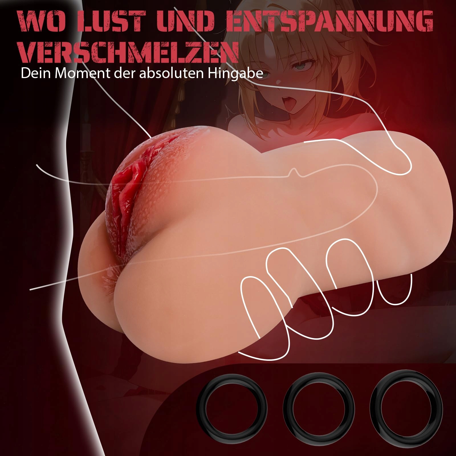 REALISTISCHER Masturbator 2w1 Z 3 Pierścieniami Silikonowy Dla Mężczyzn — miniatura 3