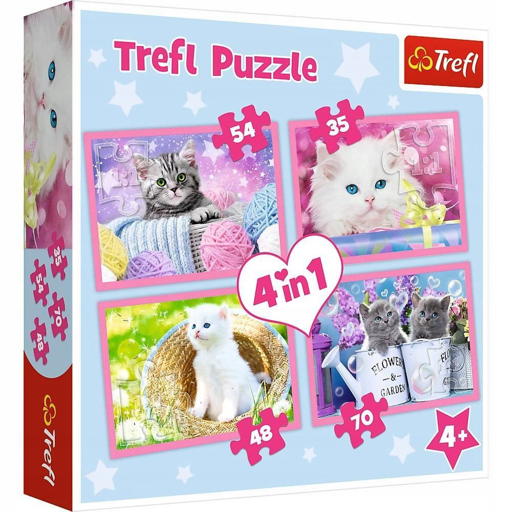 

Puzzle 4 W 1 Koty Kotki Kocie Zabawy 4 układanki