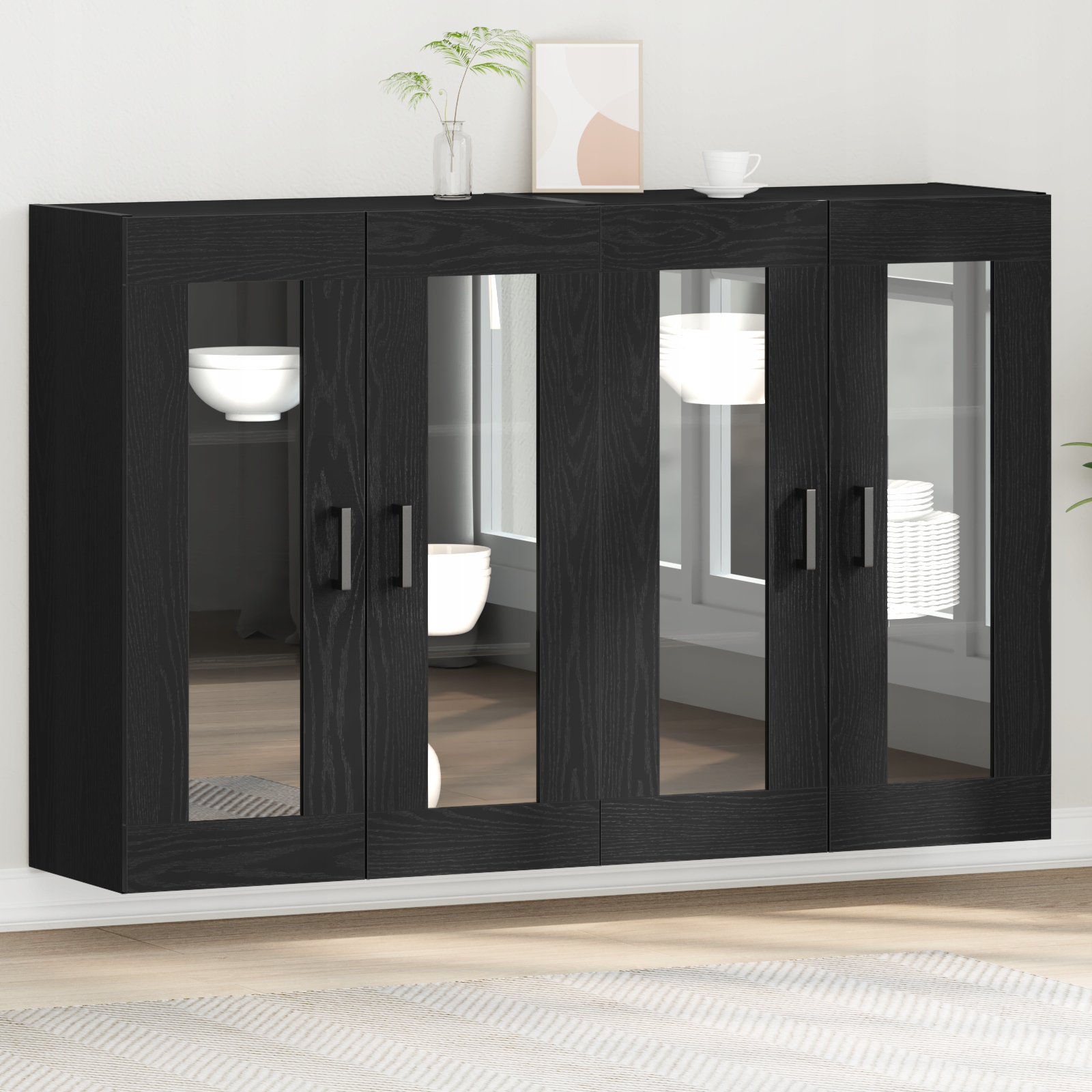 Nástěnné skříňky 2 ks Černý dub 69,5x34x90 cm Kompozitní dřevo Černá 333431