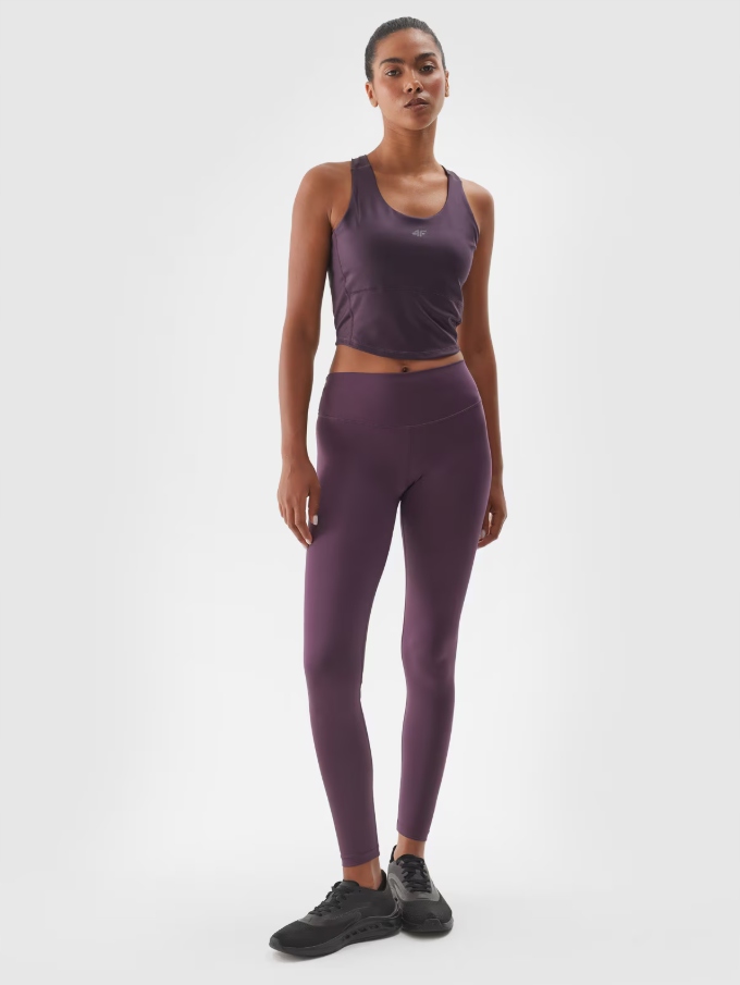 Dámské tréninkové legíny se středním pasem fialové vel. S