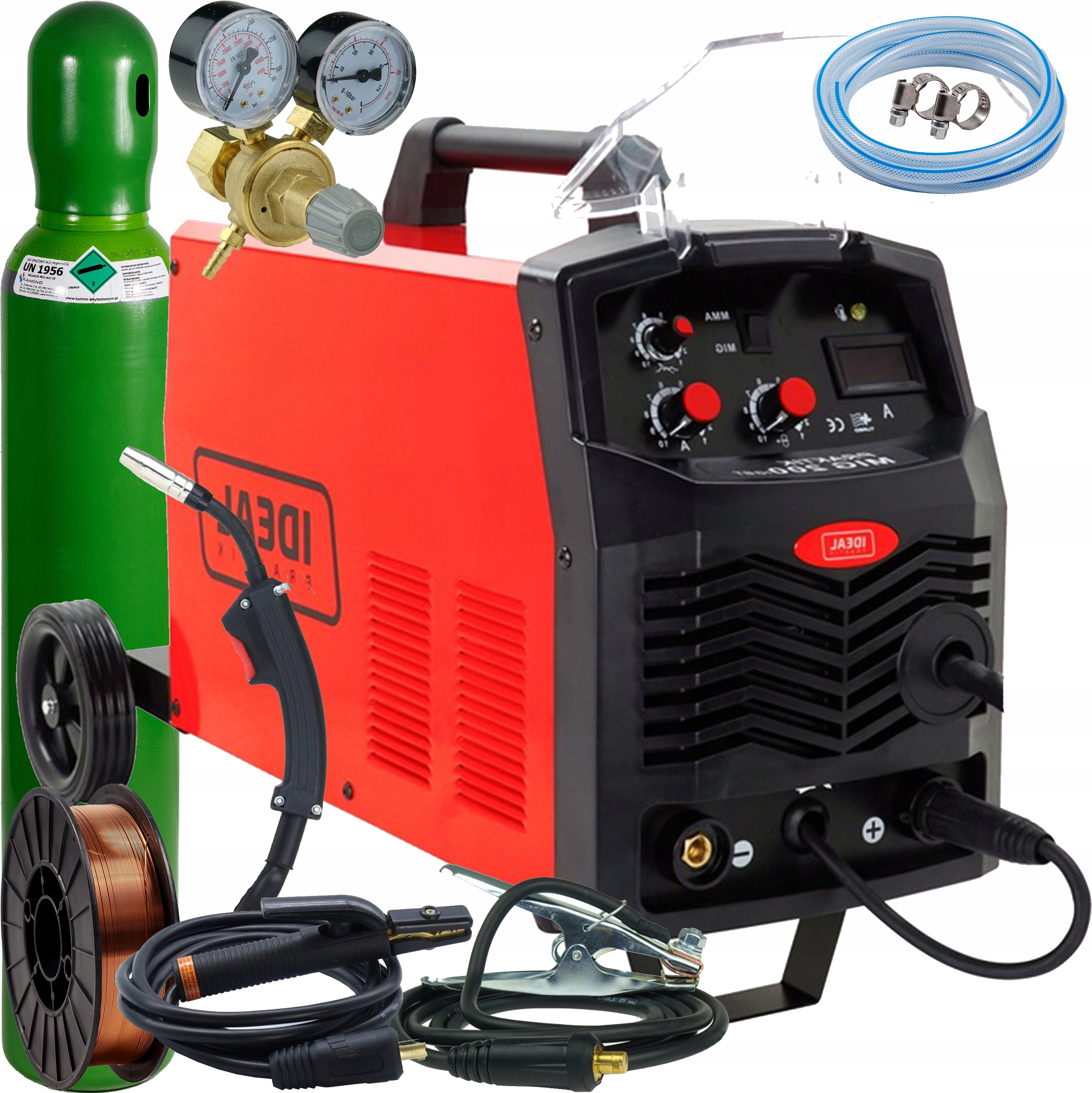 Svařovací stroj Ideal migomat Praktik Mig 200 Igbt 200A Mig Mma Poloautoma sada 4 kusů