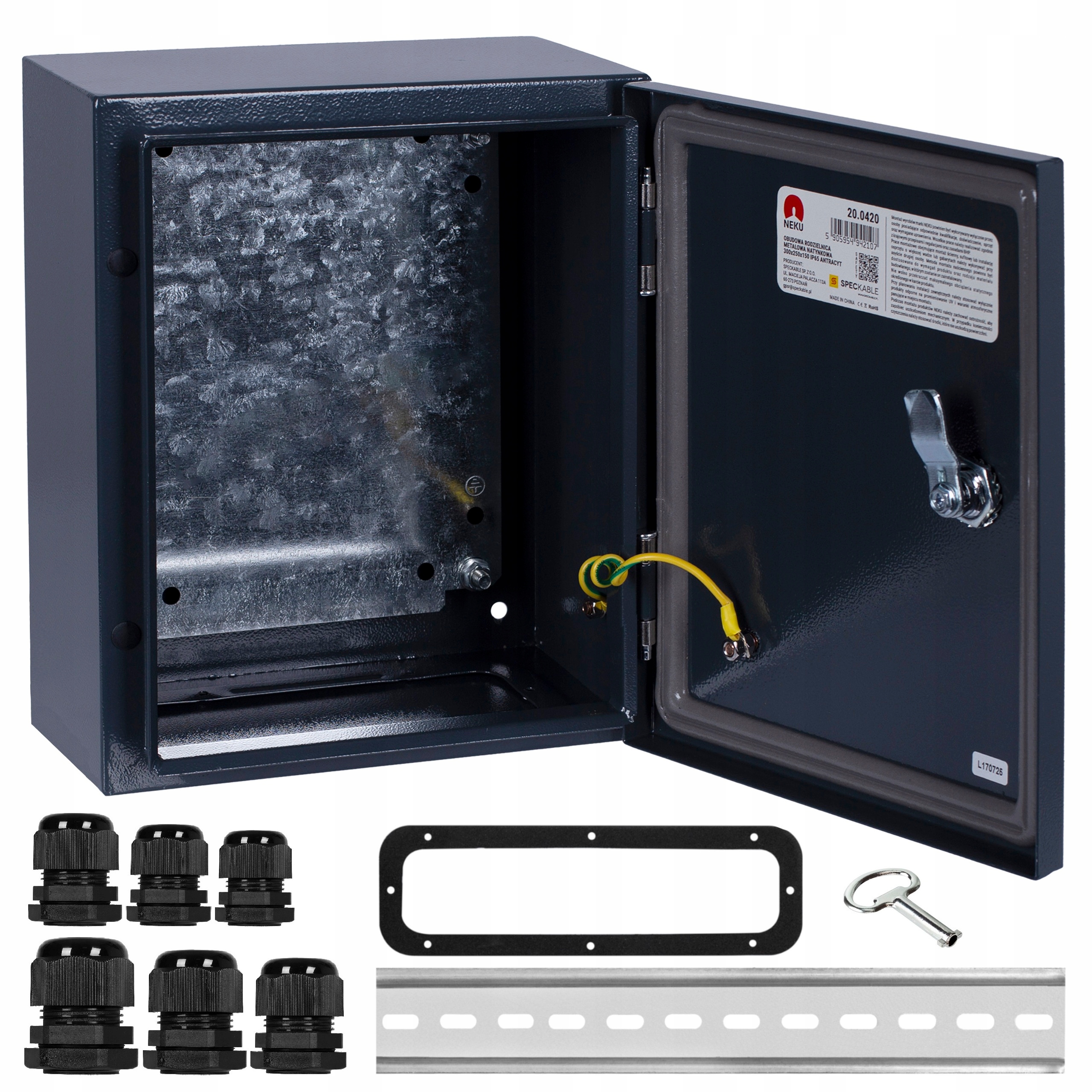 Obudowa Hermetyczna Rozdzielnica Elektryczna 300x250x150mm IP65 Antracytowa