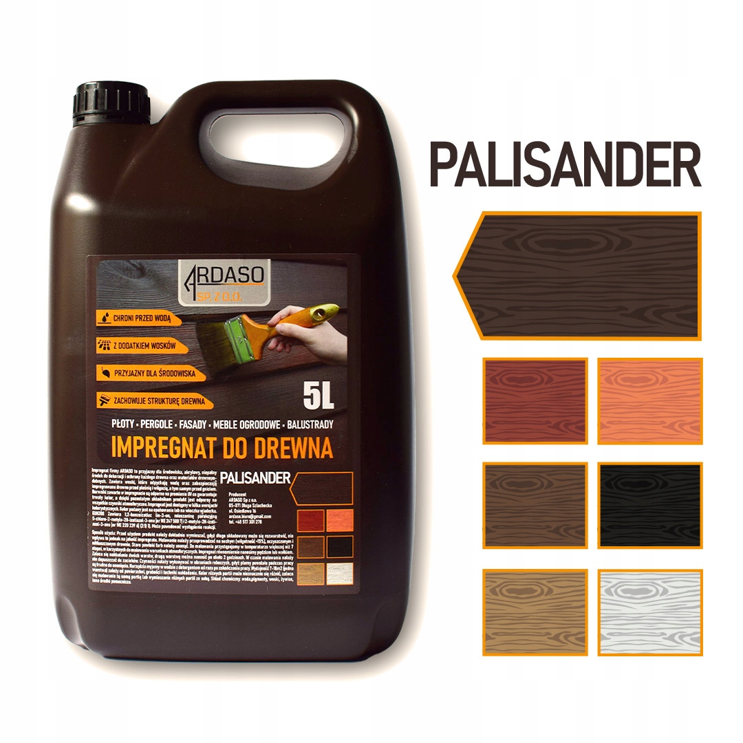 

Impregnat do drewna 10l Palisander z woskami