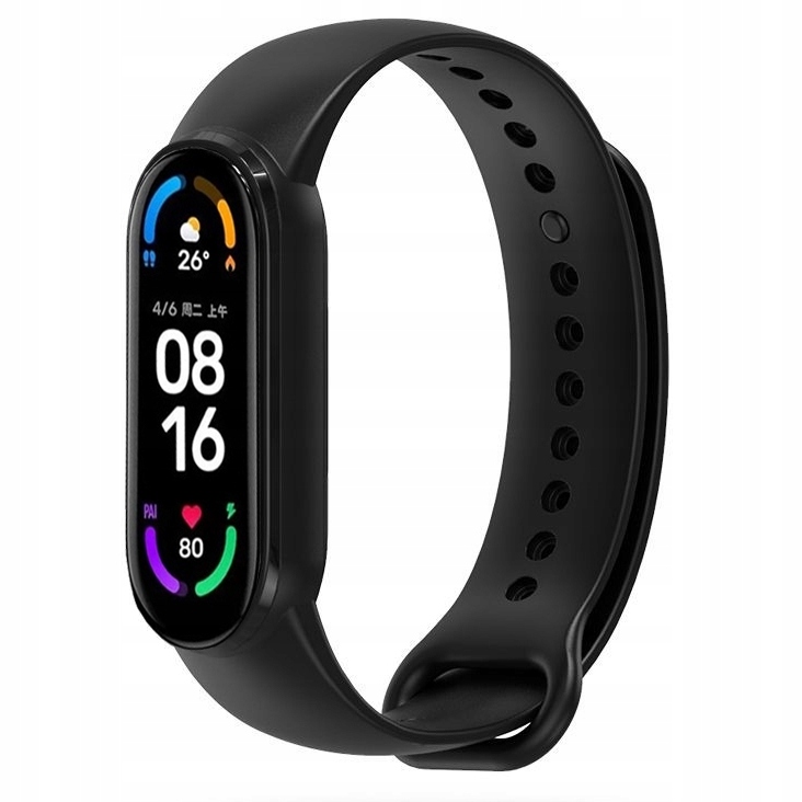 

Sportowy Pasek Gumowy do Xiaomi Mi Band 6, Czarny