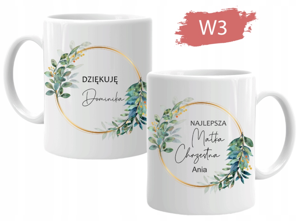 Kubek na podziękowanie dla CHRZESTNYCH CHRZEST KOMUNIA W4 Materiał ceramika