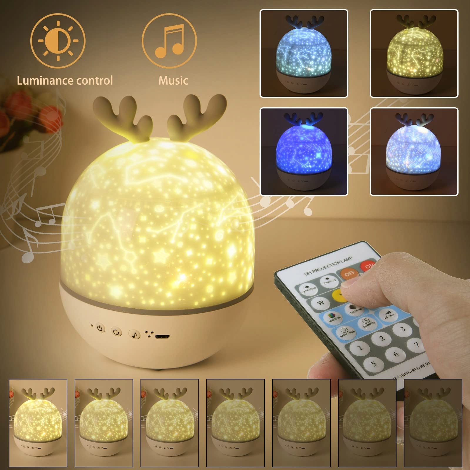 URAQT Lampka Nocna LED Projektor Gwiazd Kosmos — miniatura 2