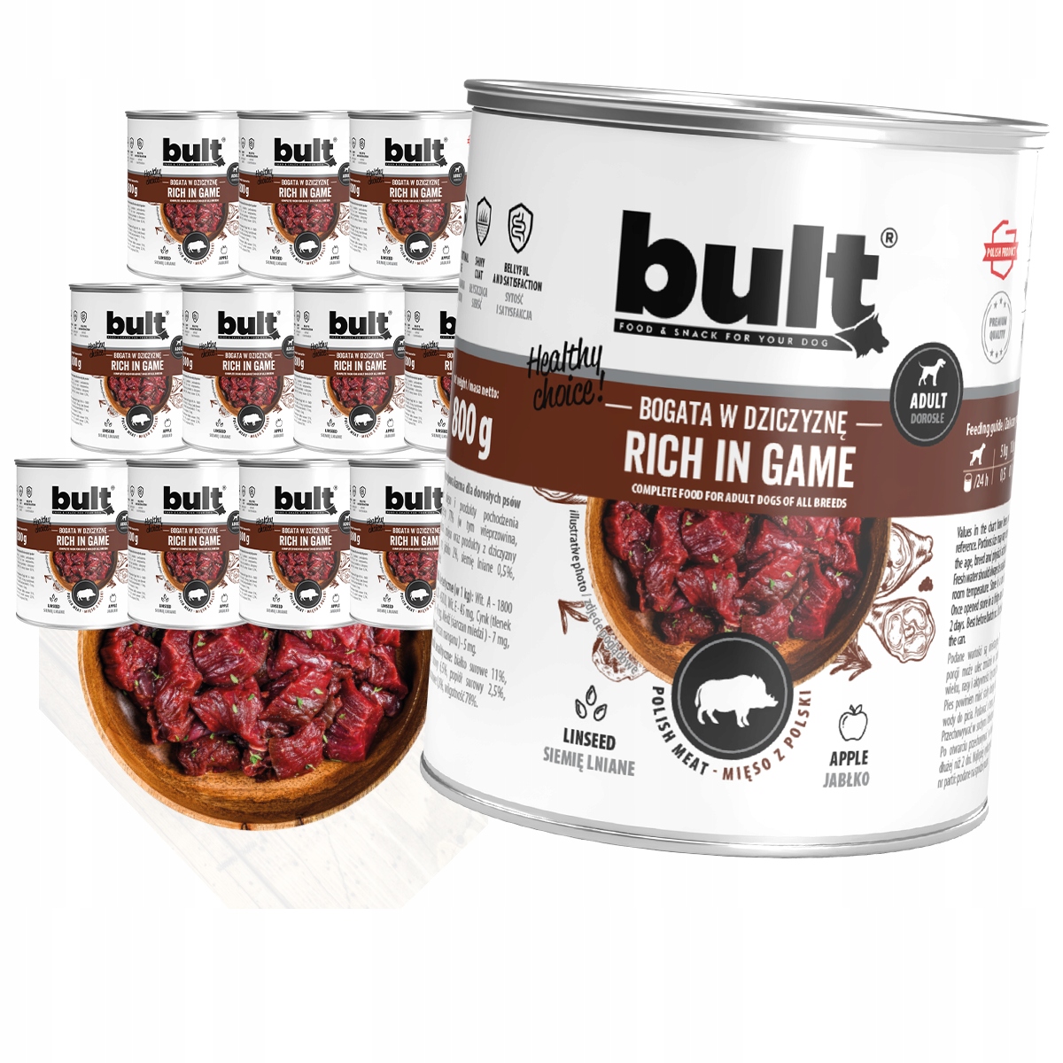 Levně Vlhké Krmivo Pro Psa Bult Plechovka Bohatá Na Zvěřinu Set 12x800G