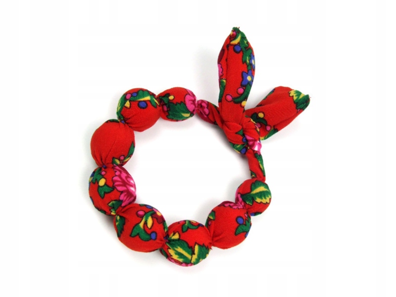 KORALE materiałowe góralskie czerwone KOMPLET Długość całkowita 85 cm