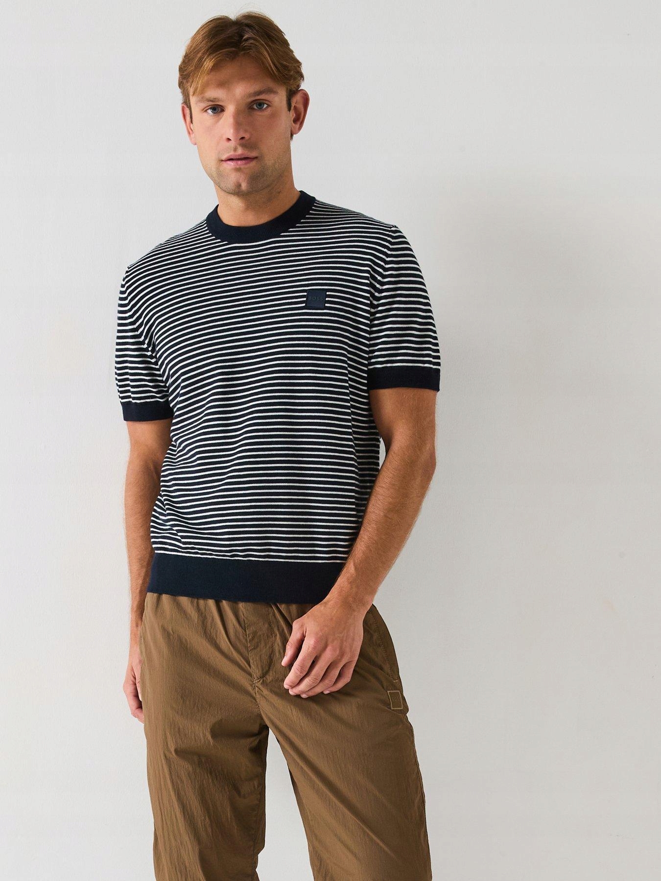 Boss Svetr S Krátkým Rukávem, Pruhovaný, 50538267 M