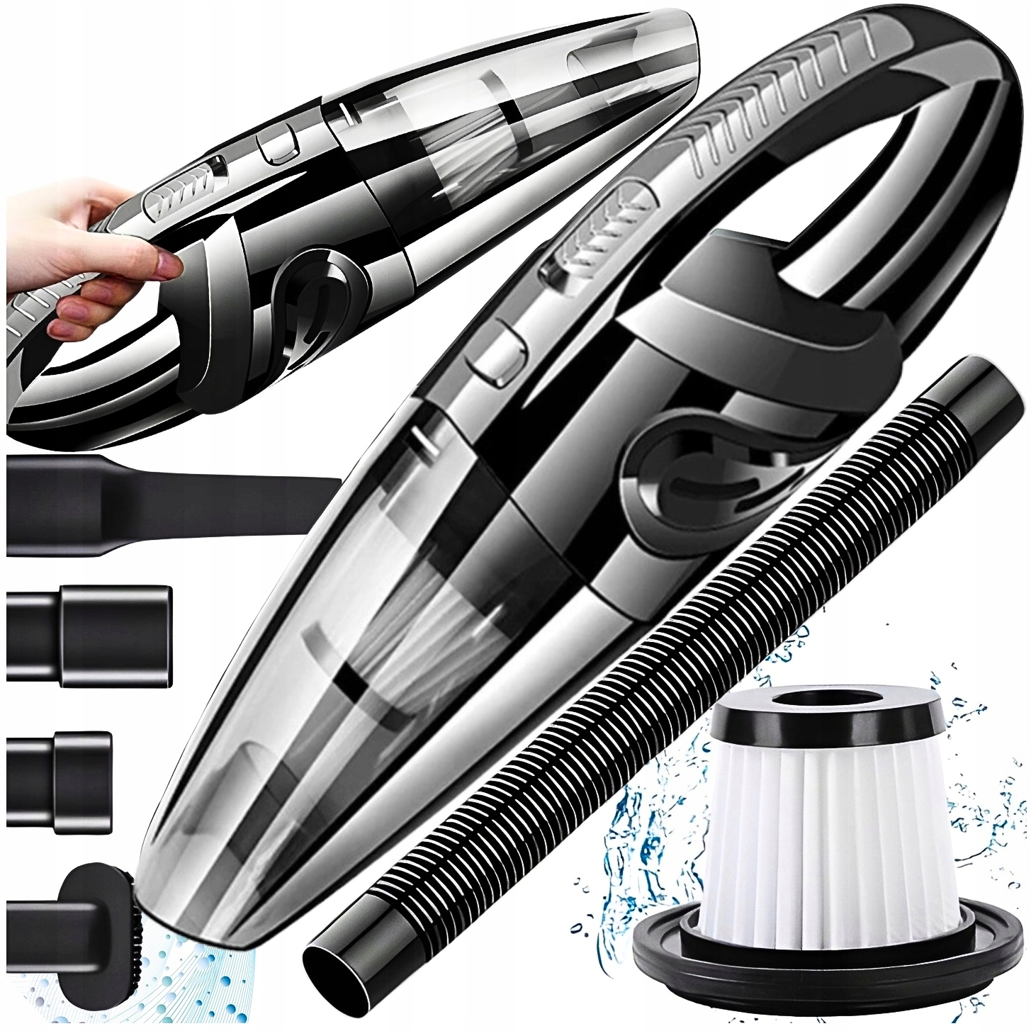 Odkurzacz Samochodowy Akumulatorowy Ręczny Bezprzewodowy Filtr Hepa 90W