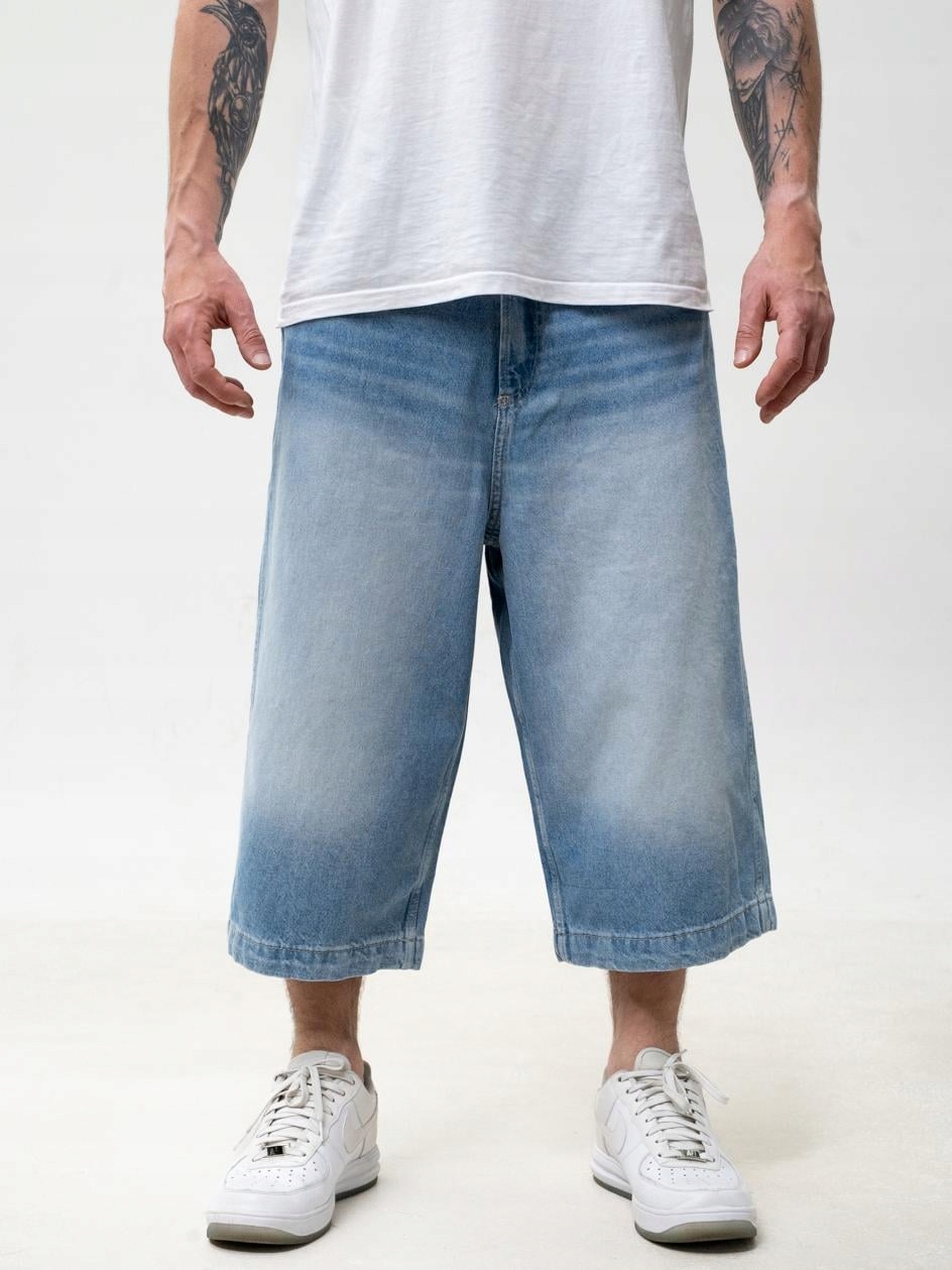 Široké Krátké Kraťasy Baggy Jorts Pánské Modré Jigga L